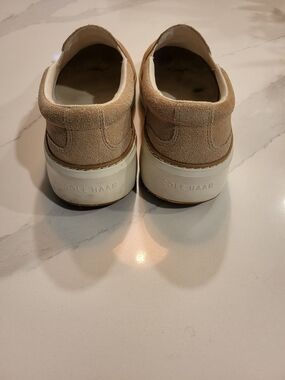 Cole Haan Beige Suede Slip-On Loafers